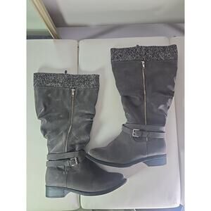 NEW Torrid Extra Wide Calf Sweater Knee Boots Grey Oil Suede Womens Size 10WW 10
